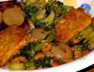 Vegetarian Kung Pao with Broccoli and Peanuts