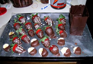 Valentine's Day Chocolate strawberries and bags