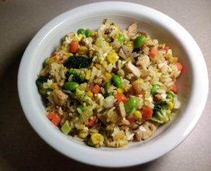 Pork Fried Rice with Edamame, Corn, Broccoli and Carrots